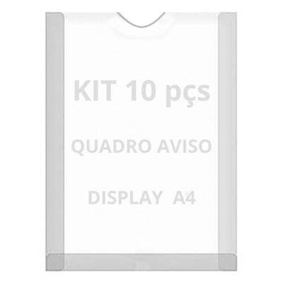 Displays Parede Folha A4 Petg Cristal Quadro Aviso Kit 10 Pçs