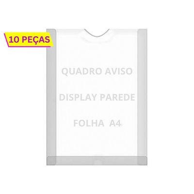 Displays Parede Folha A4 Petg Cristal Quadro Aviso Kit 10 Pçs
