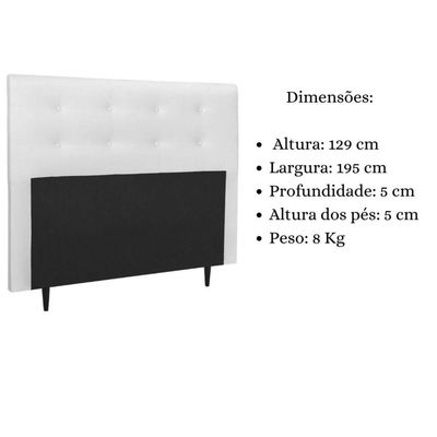 Cabeceira Estofada Cama King 195 Cm Helena Corino Branco