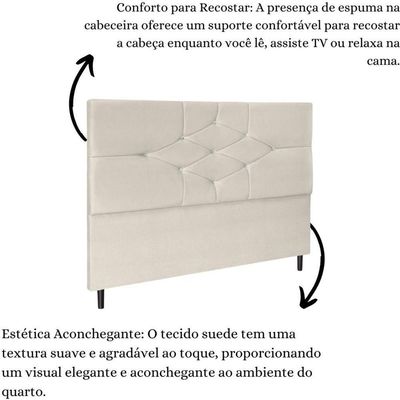 Cabeceira Cama Box Casal 140cm Camboriú Suede Bege E-frame