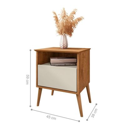 Mesa De Cabeceira 1 Gaveta Londres Naturalle Off White