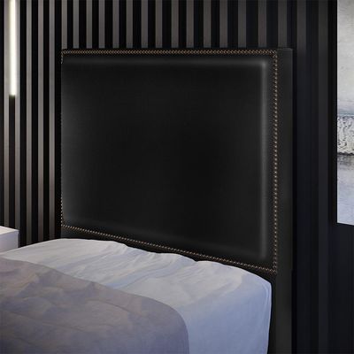 Cabeceira Box Solteiro Com Tachas 100 cm Vicenza L02 Facto Preto Metalizado - Lyam Decor