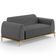 Sofá 3 Lugares Para Sala de Estar Molino 180 cm D02 Pés D'Ouro Linho Cinza Escuro C-416 - Lyam Decor