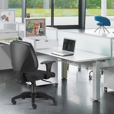 Kit 02 Cadeiras Giratória Job L02 Executiva Ergonômica Escritório Couro Sintético Preto - Lyam Decor