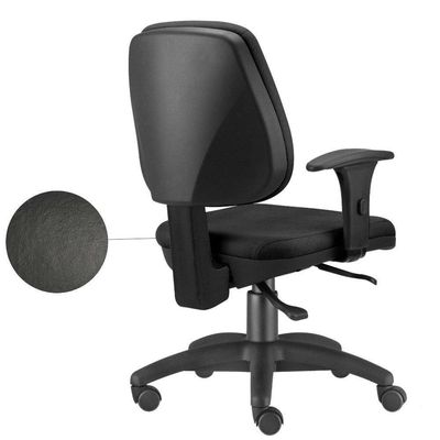 Kit 02 Cadeiras Giratória Job L02 Executiva Ergonômica Escritório Couro Sintético Preto - Lyam Decor