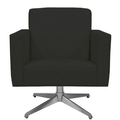 Poltrona Decorativa com Base Giratória Para Sala de Estar Helô L02 Suede Preto - Lyam Decor