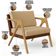 Kit 04 Poltronas Decorativas Pietra L02 Couríssimo Marrom Linho Bege Escuro - Lyam Decor