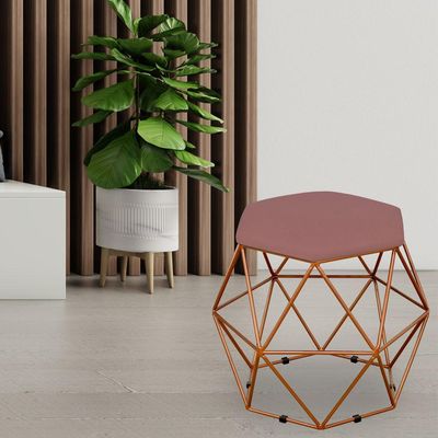 Kit 03 Puffs Decorativo Aramado Bronze Six L02 Suede Rosê - Lyam Decor