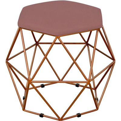Kit 03 Puffs Decorativo Aramado Bronze Six L02 Suede Rosê - Lyam Decor