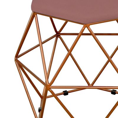 Kit 03 Puffs Decorativo Aramado Bronze Six L02 Suede Rosê - Lyam Decor