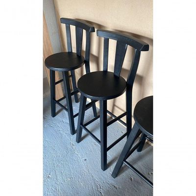 Kit 2 Banquetas Cor Preto Acetinado De Madeira Bv Magazine