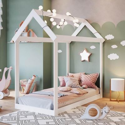 Cama Infantil Montessoriana Casinha Branca Meu Fofinho MDP Art In Móveis