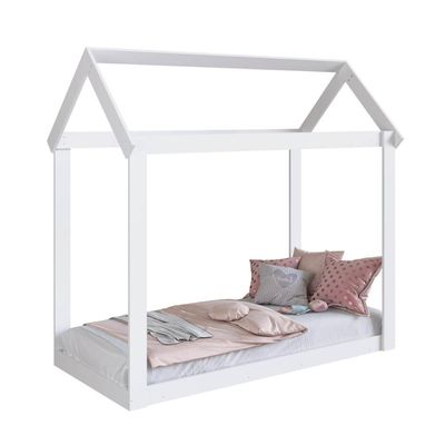 Cama Infantil Montessoriana Casinha Branca Meu Fofinho MDP Art In Móveis