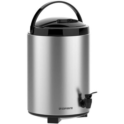 Garrafão Térmico Aço Inox tipo Botijão 9,5L em Inox com torneira Preto Palace Soprano