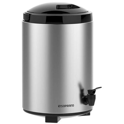 Garrafão Térmico Aço Inox tipo Botijão 9,5L em Inox com torneira Preto Palace Soprano