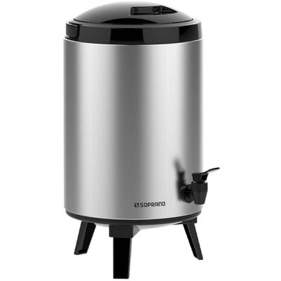 Garrafão Térmico Aço Inox tipo Botijão 9,5L em Inox com torneira Preto Palace Soprano