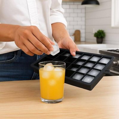 Forma De Gelo Silicone 24 Cubos 19,5x12,5x3cm Preto Weck Retangular Maleável Refrigeradores Drinks
