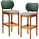 Kit 2 Banquetas Alta Bar Cozinha Sala Jantar Betta L02 Imbuia Facto Verde Linho Bege - Lyam Decor