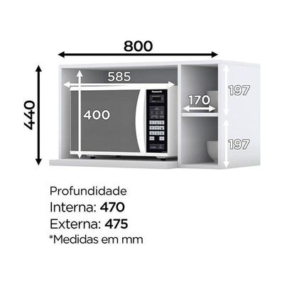 Armário Aéreo Para Micro-ondas Nova York Branco Hp – Henn