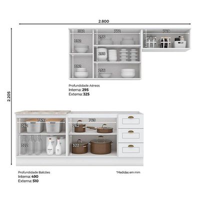 Cozinha Modulada Americana 5 Peças Branco Hp Com Tampo Cooktop Calcare – Henn