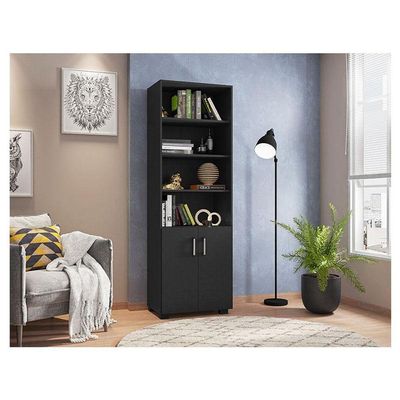 Livreiro Office Com Portas Pequenas Preto Trama - Móveis Leão
