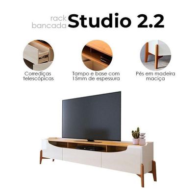Rack Bancada Para Sala Studio 2.2 Off White Nature - Imcal