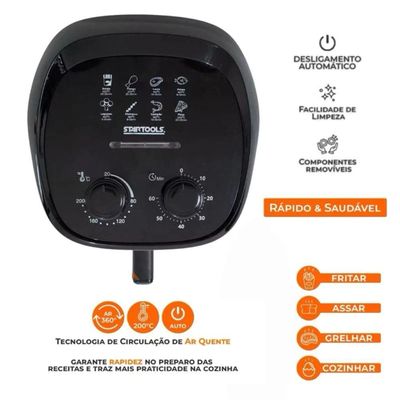 Fritadeira Elétrica Air Fryer 3,4 Litros 110V Preto