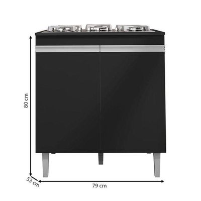 Balcão Cooktop Andréia Preto Fosco - Ajl