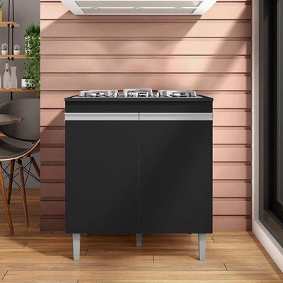 Balcão Cooktop Andréia Preto Fosco - Ajl
