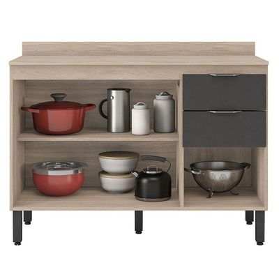 Balcão De Cozinha Firenze Com Tampo 120 Cm Avena Grafito - Demóbile