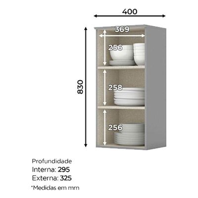 Armário Aéreo 1 Porta 40 Cm Americana Cinza – Henn