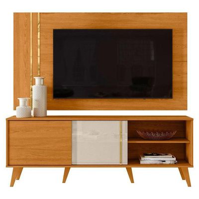 Rack Bancada E Painel Para Tv Cronos Cinamomo Off White – Madetec
