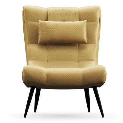 Poltrona Decorativa Para Sala De Estar Com Almofada E Pés Palito Lord Facto Dourado - Ibiza