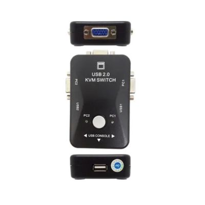 Chaveador Kvm 2 Portas Vga/kit C/4 Cabos +1 Pça Kvm Sem Cabo