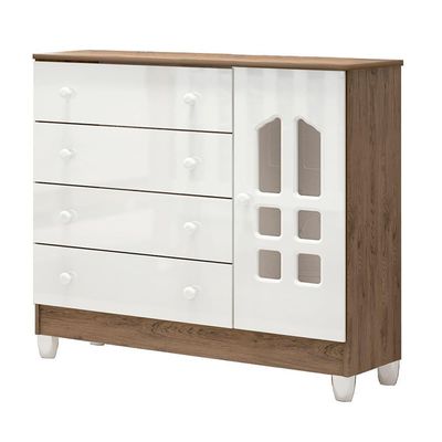Quarto De Bebê New Selena 4 Portas Com Cômoda Selena E Berço Mirelle Branco Acetinado Amadeirado – Carolina Móveis