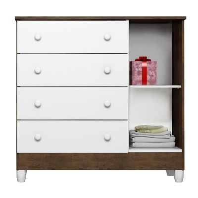 Quarto De Bebê New Selena 4 Portas Com Cômoda Selena E Berço Mirelle Branco Acetinado Amadeirado – Carolina Móveis