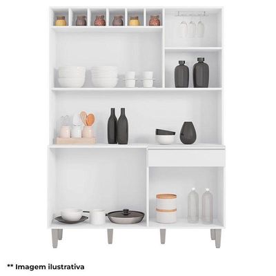Armário Para Cozinha Kit Alice Amêndoa Branco - Ajl