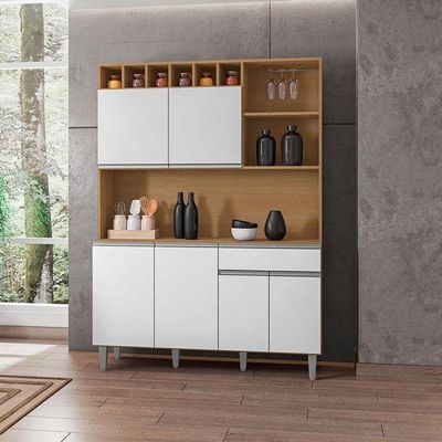 Armário Para Cozinha Kit Alice Amêndoa Branco - Ajl