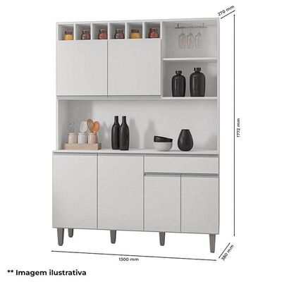 Armário Para Cozinha Kit Alice Amêndoa Branco - Ajl