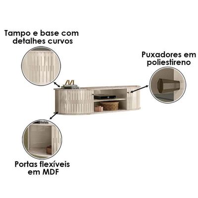 Rack Bancada Suspensa Modena Com Mesa De Centro Indianápolis Calacata Off White – Madetec