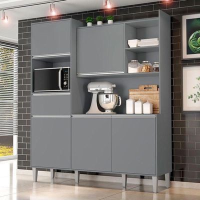 Armário Para Cozinha Kit Ambiente Isabel Cinza Fosco - Ajl