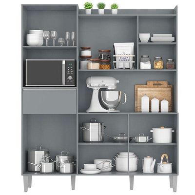Armário Para Cozinha Kit Ambiente Isabel Cinza Fosco - Ajl