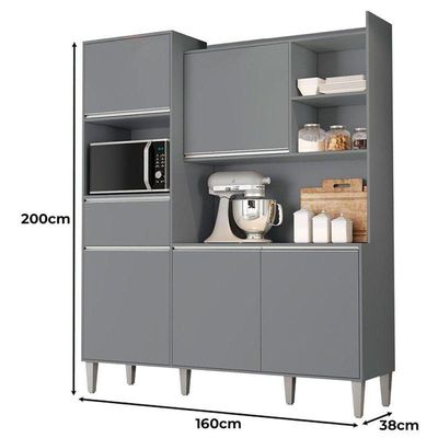 Armário Para Cozinha Kit Ambiente Isabel Cinza Fosco - Ajl