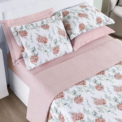 Cobre Leito Cotton Select Casal Padrão 03 Peças - Hortência