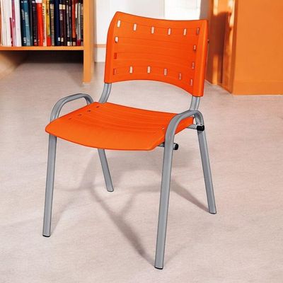 Cadeira Iso Base Cinza, Igreja, Escola, Escritório - Laranja Kit 12 Peças