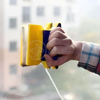 Limpador Magnético De Vidro E Janela Duplo Lado Imã Super Resistente Limpa Dentro E Fora - Amarelo