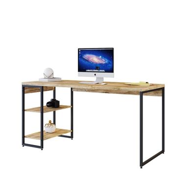 Mesa C/estante Baixa 150x64x75cm Com 02 Prateleiras Carvalho Est.preta