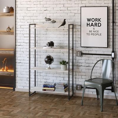 Estante Dynamica 80x30x146cm C/04 Prateleiras Snow / Est.preta Snow / Est.preta