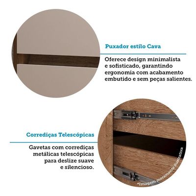 Cômoda 4 Gavetas Uni Luciane Móveis Avelã Pf/cinammon Pf