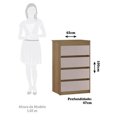 Cômoda 4 Gavetas Uni Luciane Móveis Avelã Pf/cinammon Pf